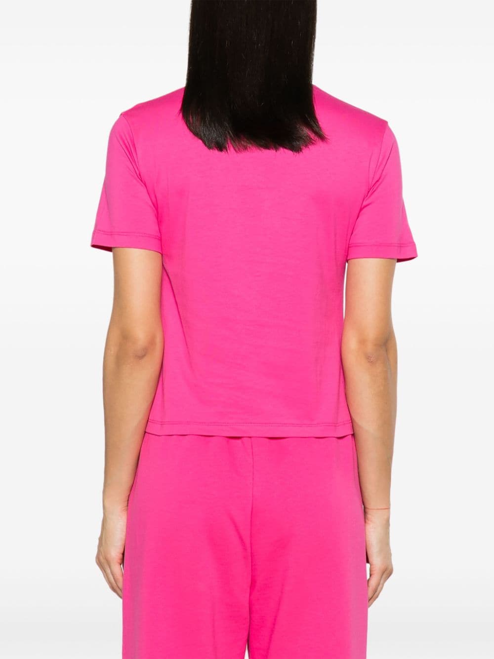 Shop Msgm Logo-embellished Cotton T-shirt In Pink