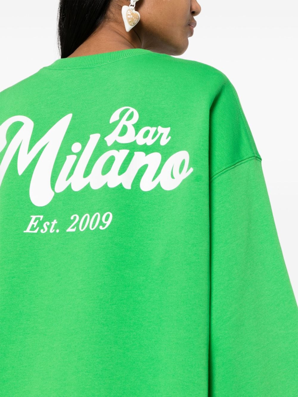 Shop Msgm Logo-print Cotton Sweatshirt In Green