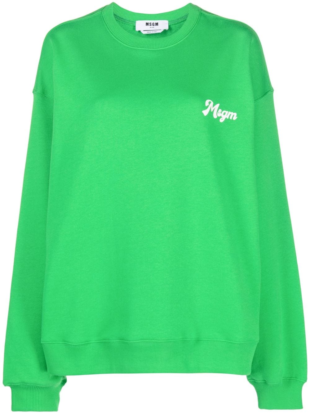 Msgm Logo-print Cotton Sweatshirt In Green