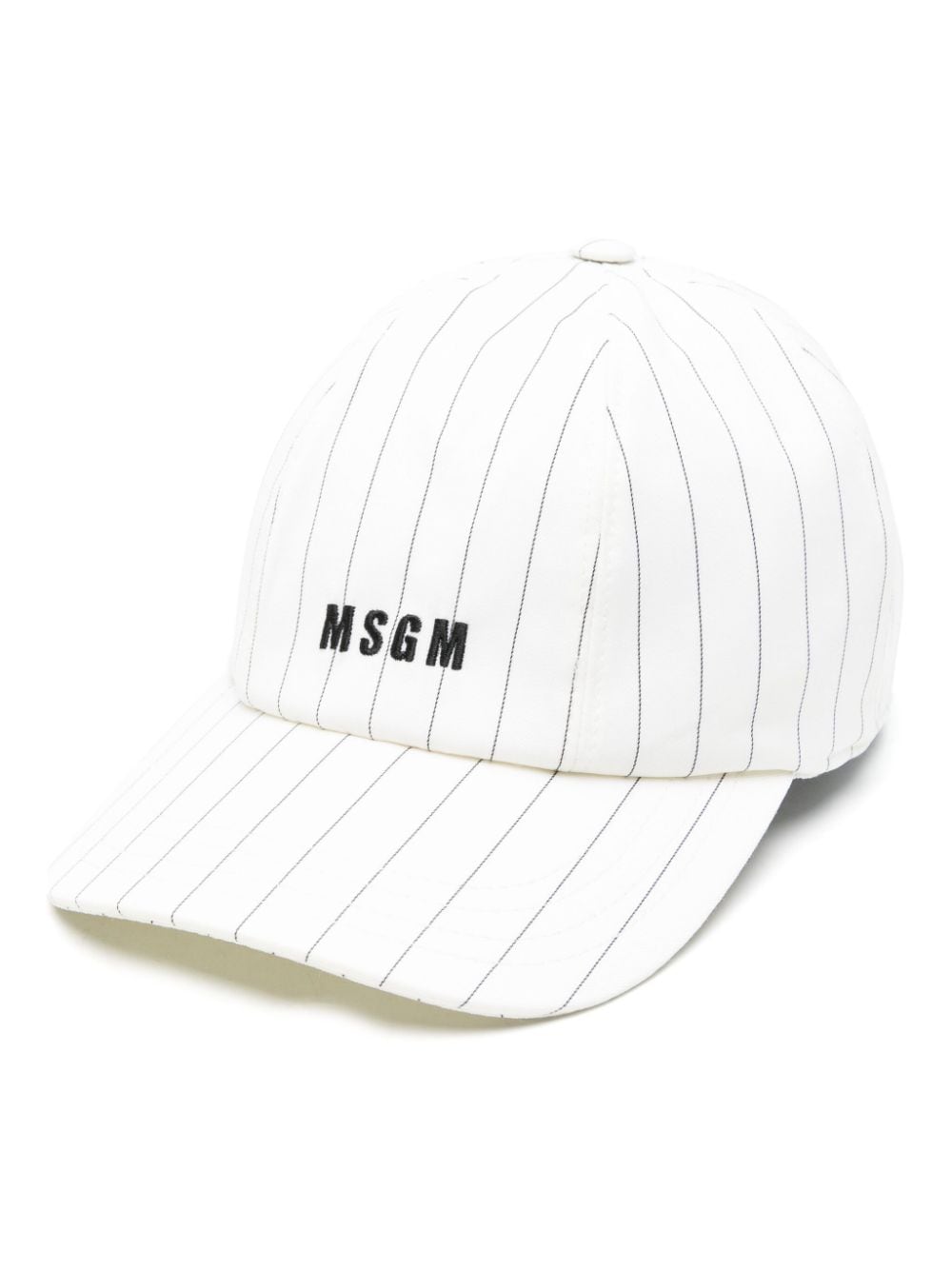 Msgm Logo刺绣细条纹棒球帽 In White