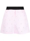 MSGM rhinestone-embellished striped shorts - Pink