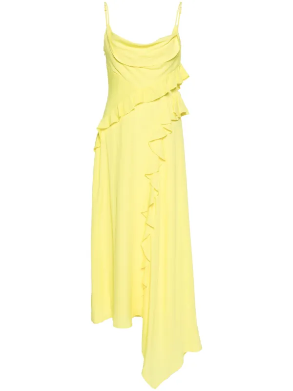 MSGM Asymmetric Ruffled Dress Yellow FARFETCH AZ