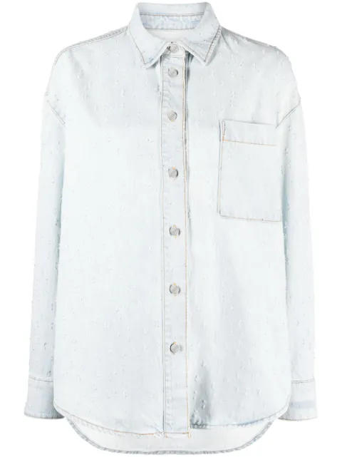 MSGM sobrecamisa de mezclilla con detalles rasgados