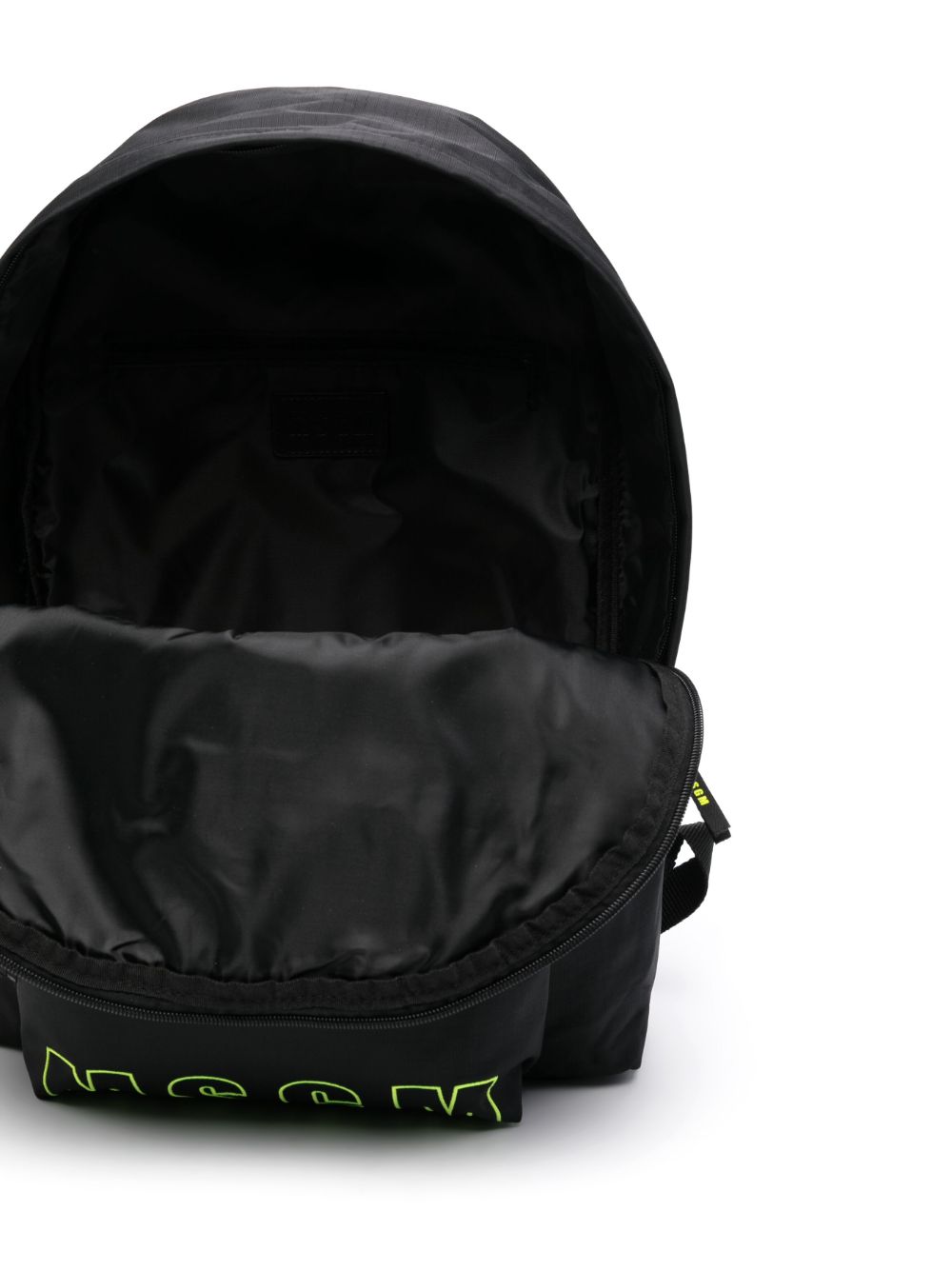 Shop Msgm Embroidered-logo Zip-up Backpack In Black