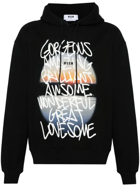MSGM graphic-print cotton hoodie