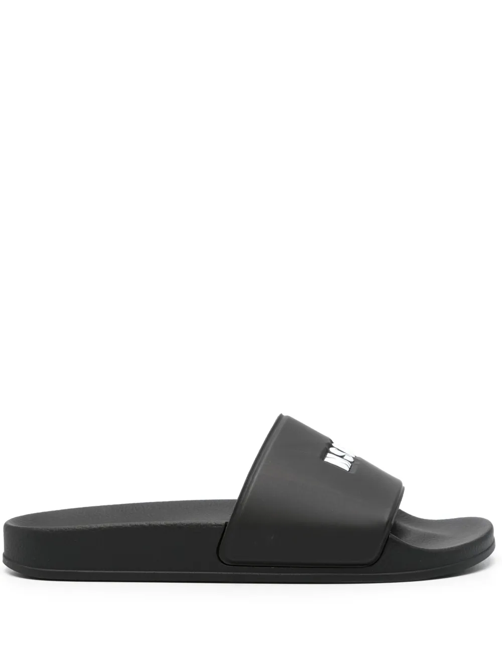 Shop Msgm Raised-logo Slides In Black