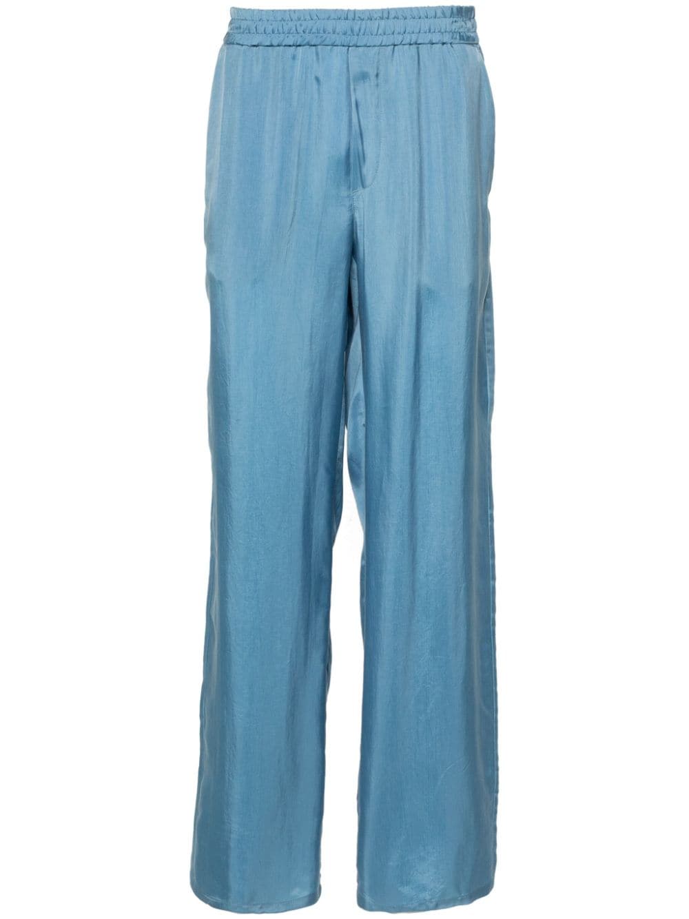 Msgm Elasticated-waist Straight-leg Trousers In Blue