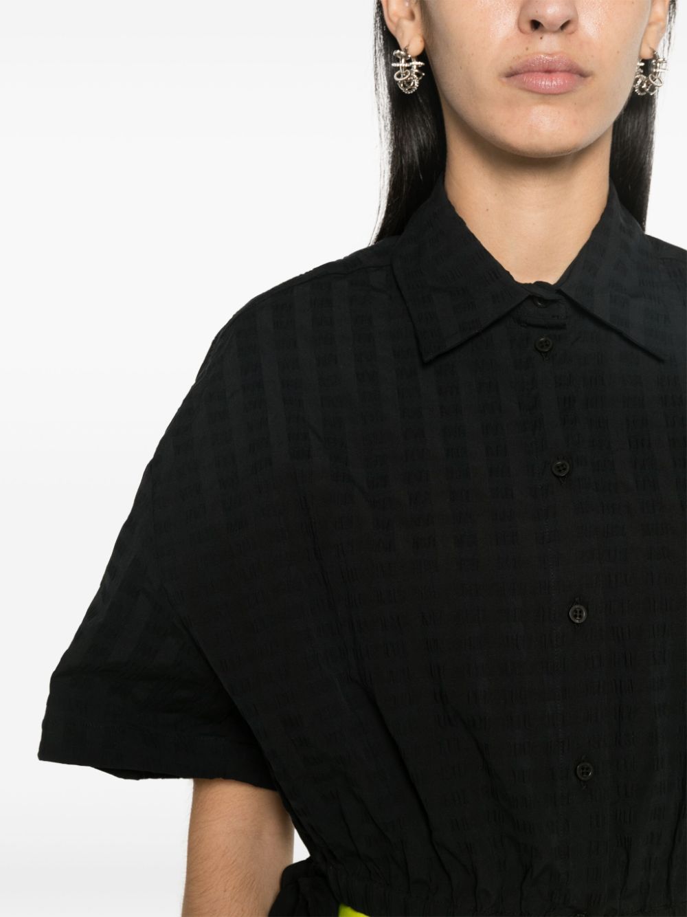 MSGM Cropped seersucker blouse Zwart