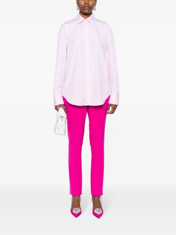 machatt スモッキングシャツ　smocking shirt ピンク MSGM rhinestone-embellished Shirt | Pink | FARFETCH JO