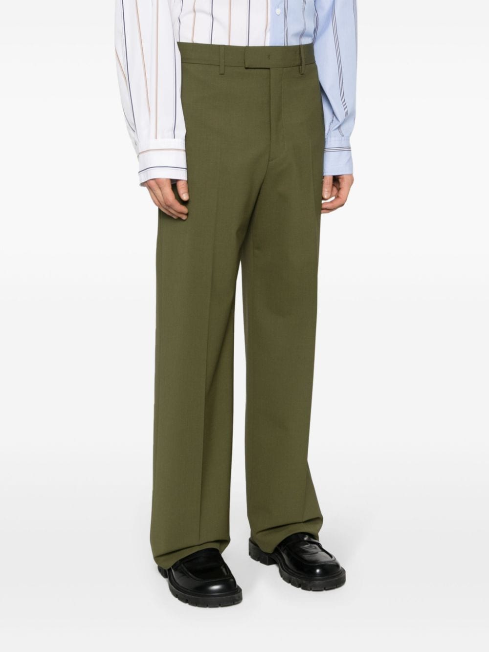 Shop Msgm Straight-leg Tailored Trousers In Green