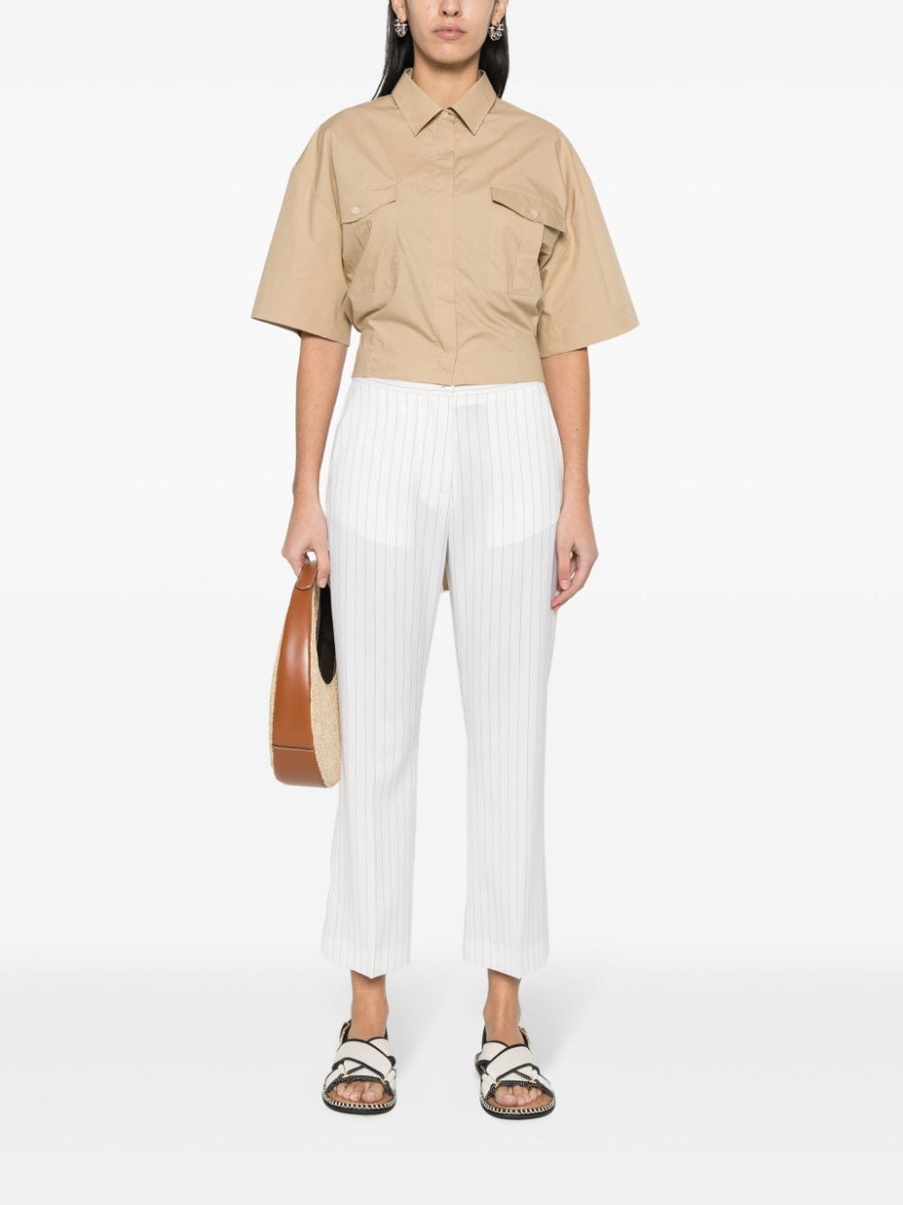 MSGM Cropped popeline blouse Bruin
