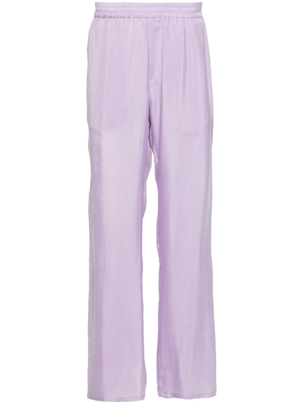 Msgm Elasticated-waist Straight-leg Trousers In Purple