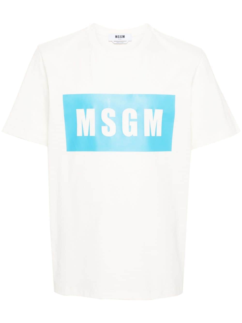 Msgm Logo-print Cotton T-shirt In Neutrals