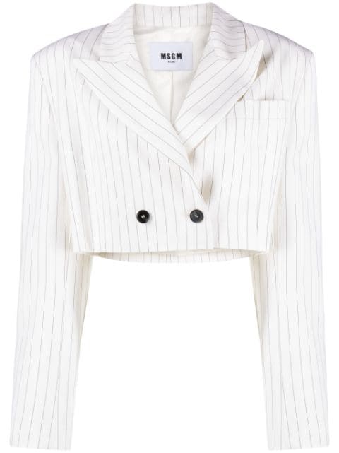 MSGM pinstripe-pattern cropped blazer