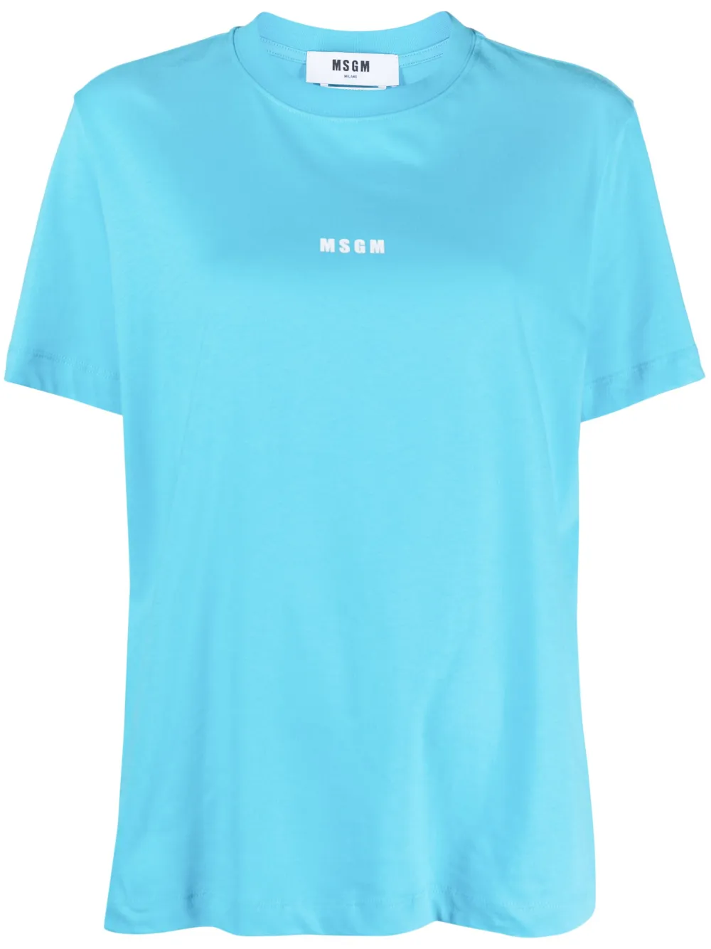 Msgm Logo-print Cotton T-shirt In Blue