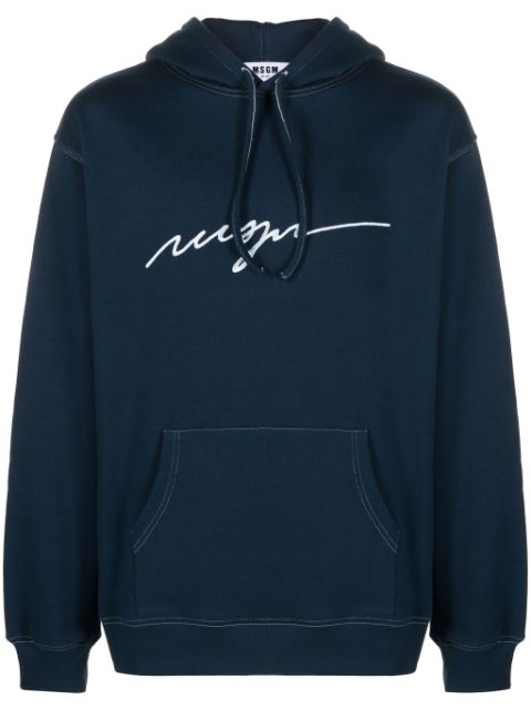 MSGM logo-embroidered cotton hoodie