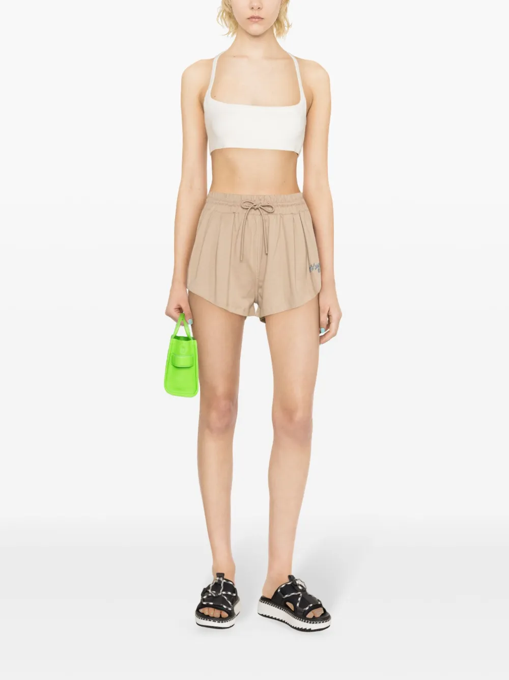 MSGM Shorts met geborduurd logo Beige