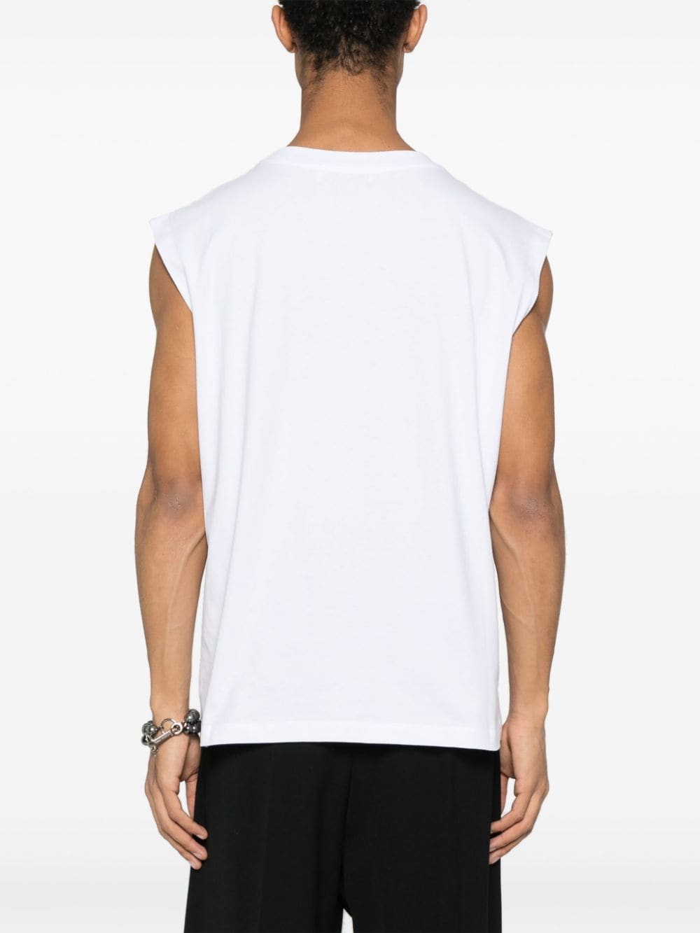 Shop Msgm Logo-print Cotton Vest In White
