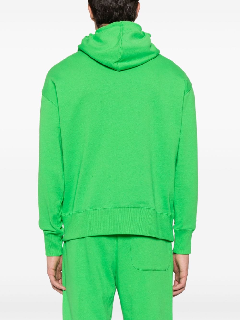 Shop Msgm Logo-print Cotton Hoodie In Green