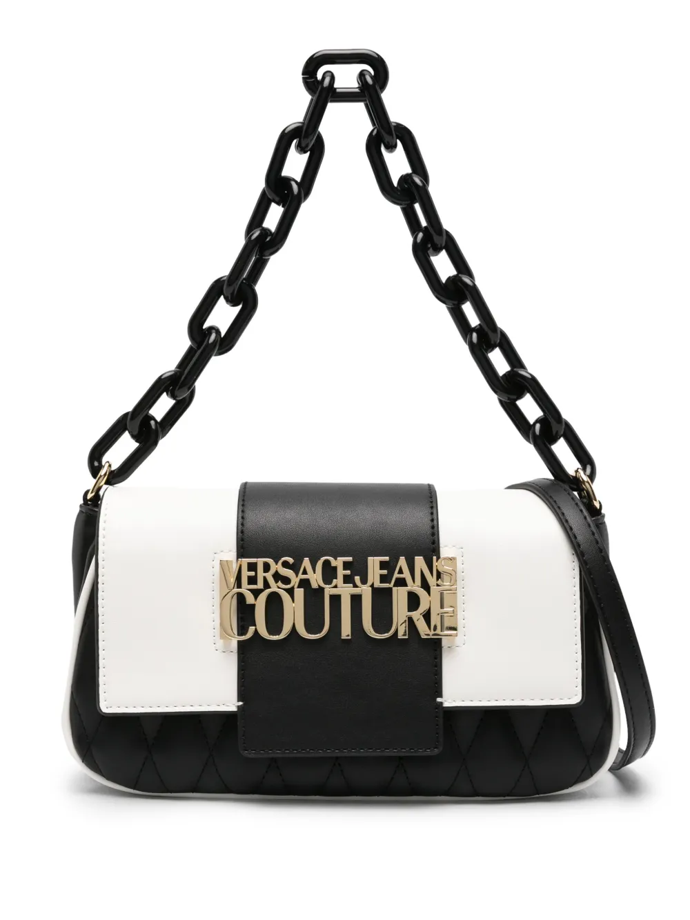 Versace Jeans Couture Logo-lettering Quilted Shoulder Bag In White