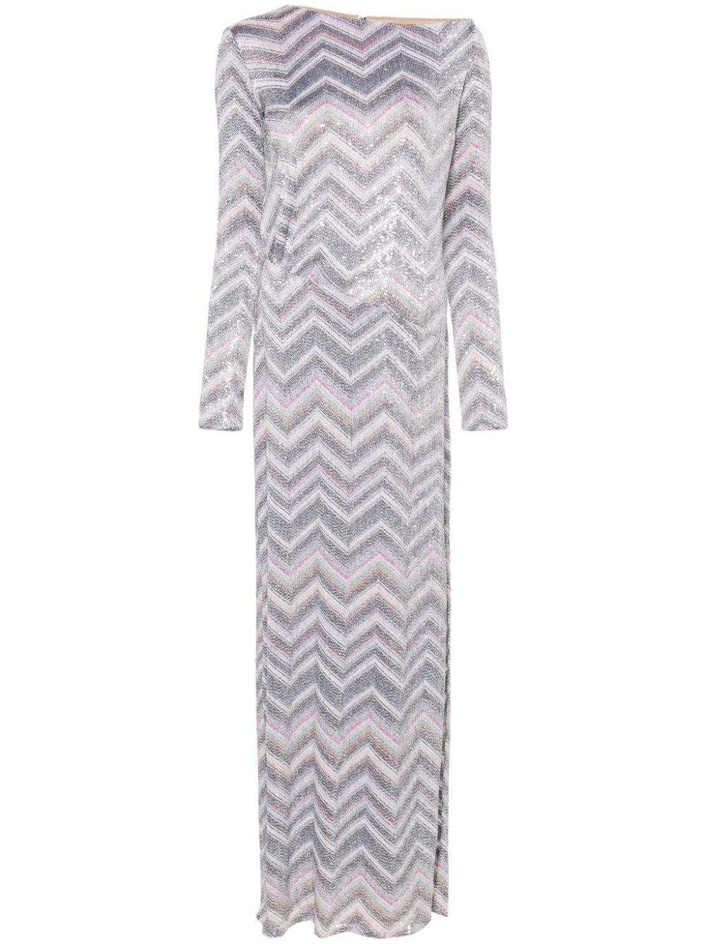 Missoni Sequinned Zigzag Maxi Dress In Gray