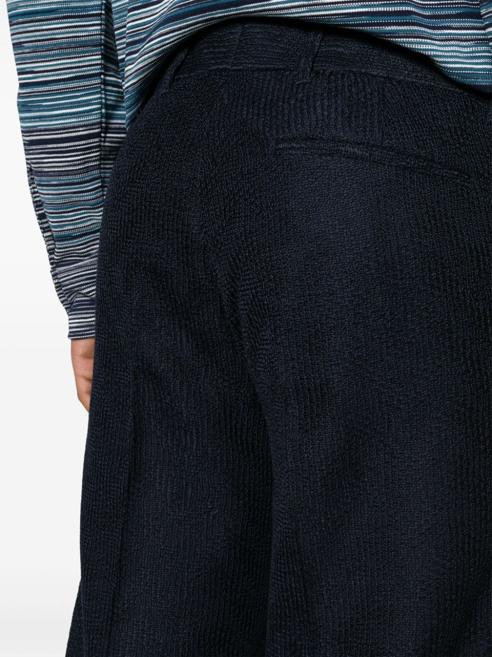 Shop Missoni Zigzag Crochet-knit Trousers In Blue