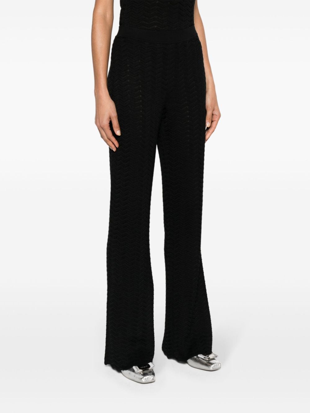 Shop Missoni Zigzag-woven Flared Trousers In Black
