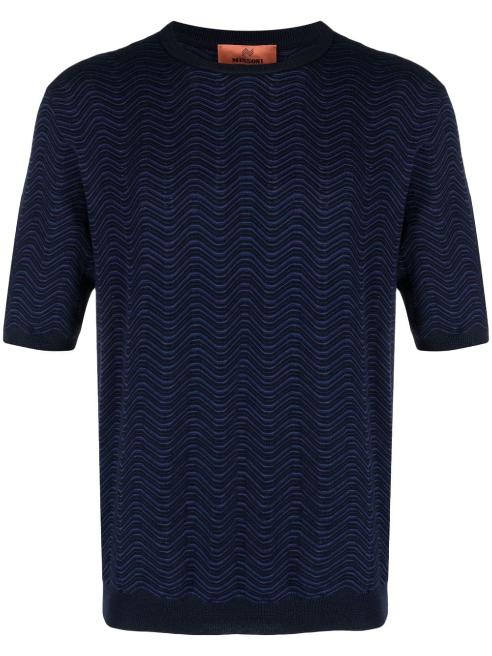 Missoni Wave-pattern Crew-neck T-shirt In Blue