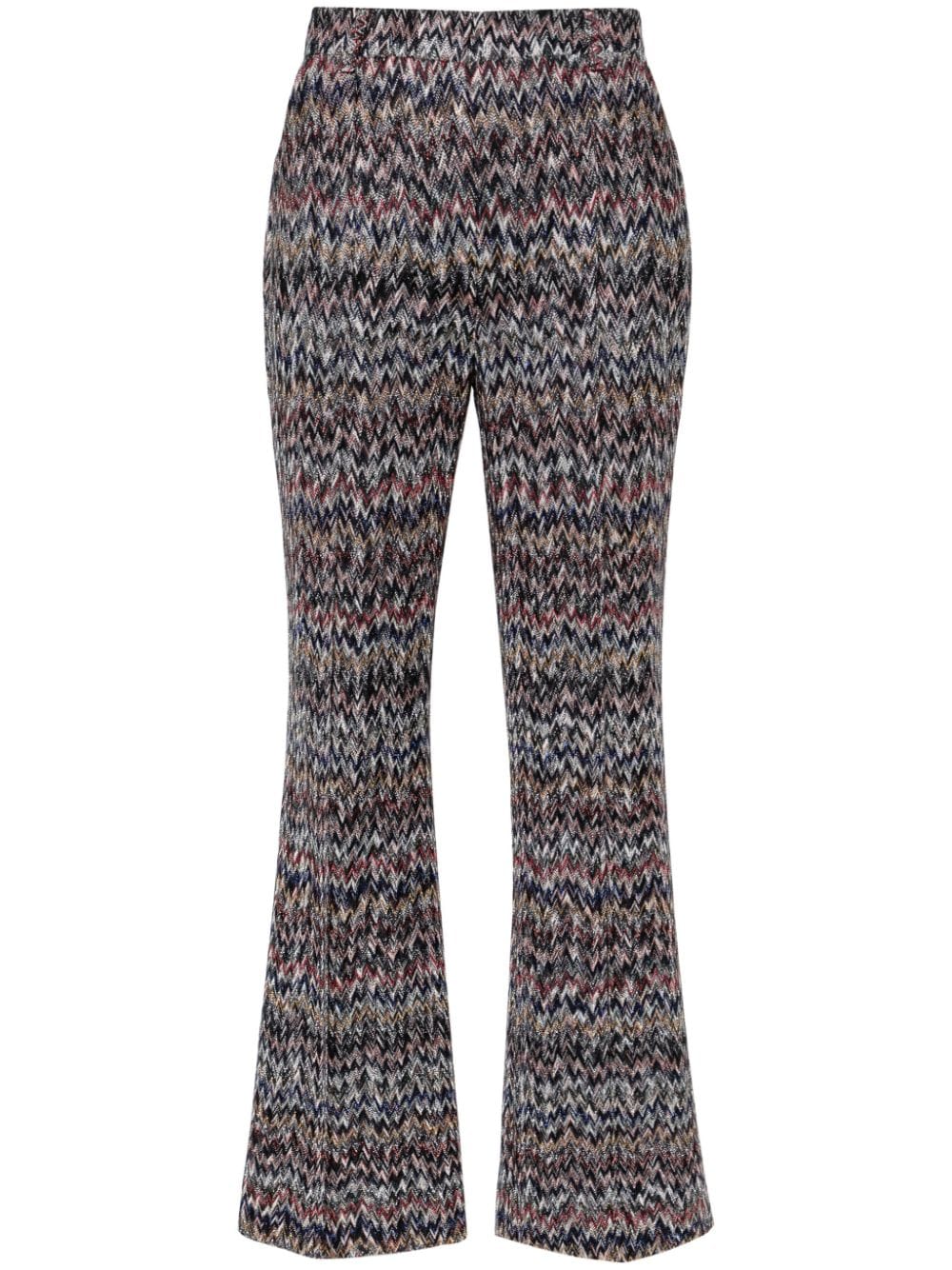 Missoni Zigzag-woven Lamé Cropped Trousers In Blue