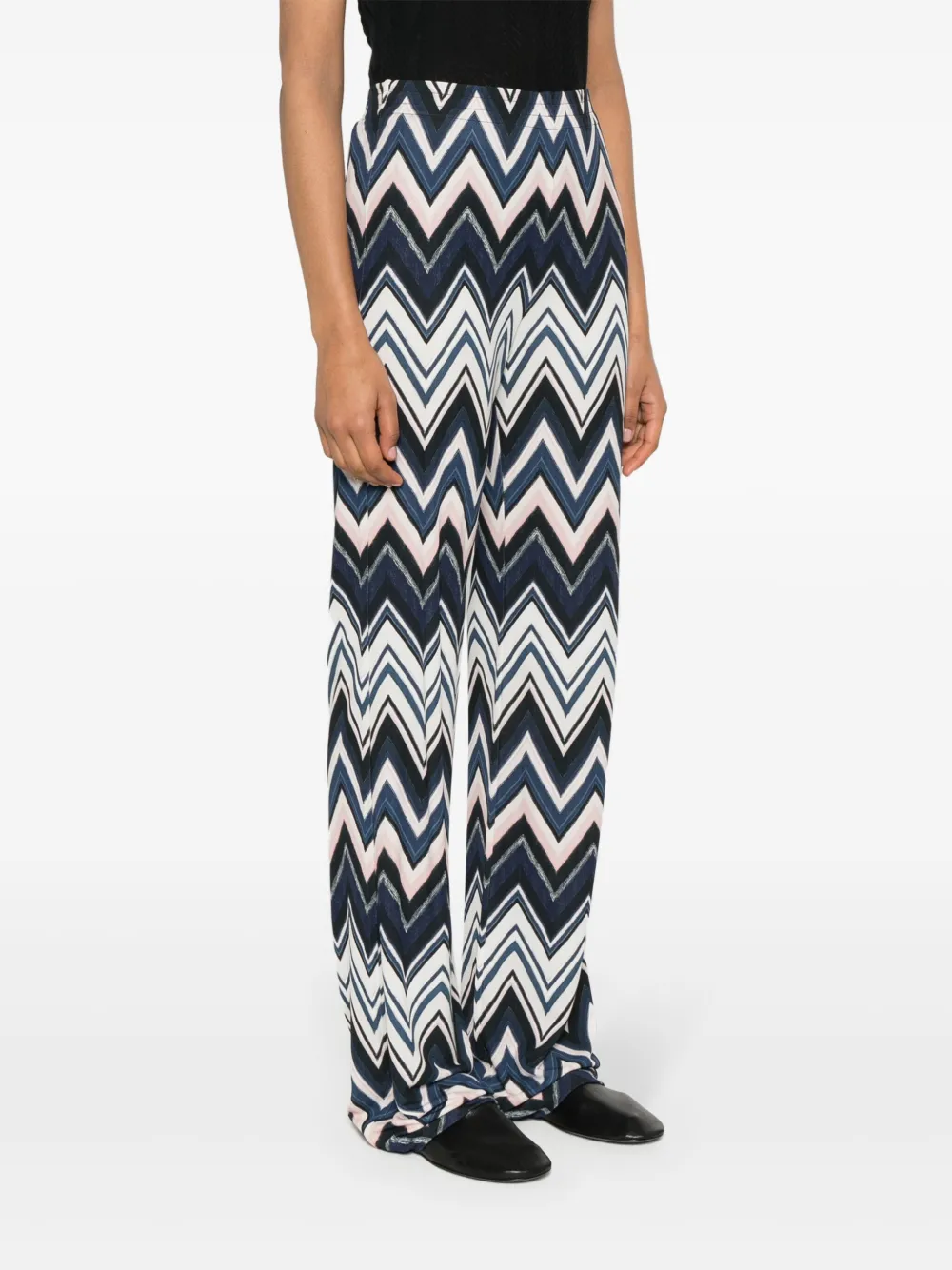 Shop Missoni Zigzag-woven Straight-leg Trousers In Blue