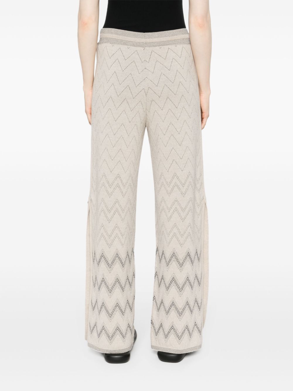 Shop Missoni Straight-leg Knitted Trousers In Neutrals