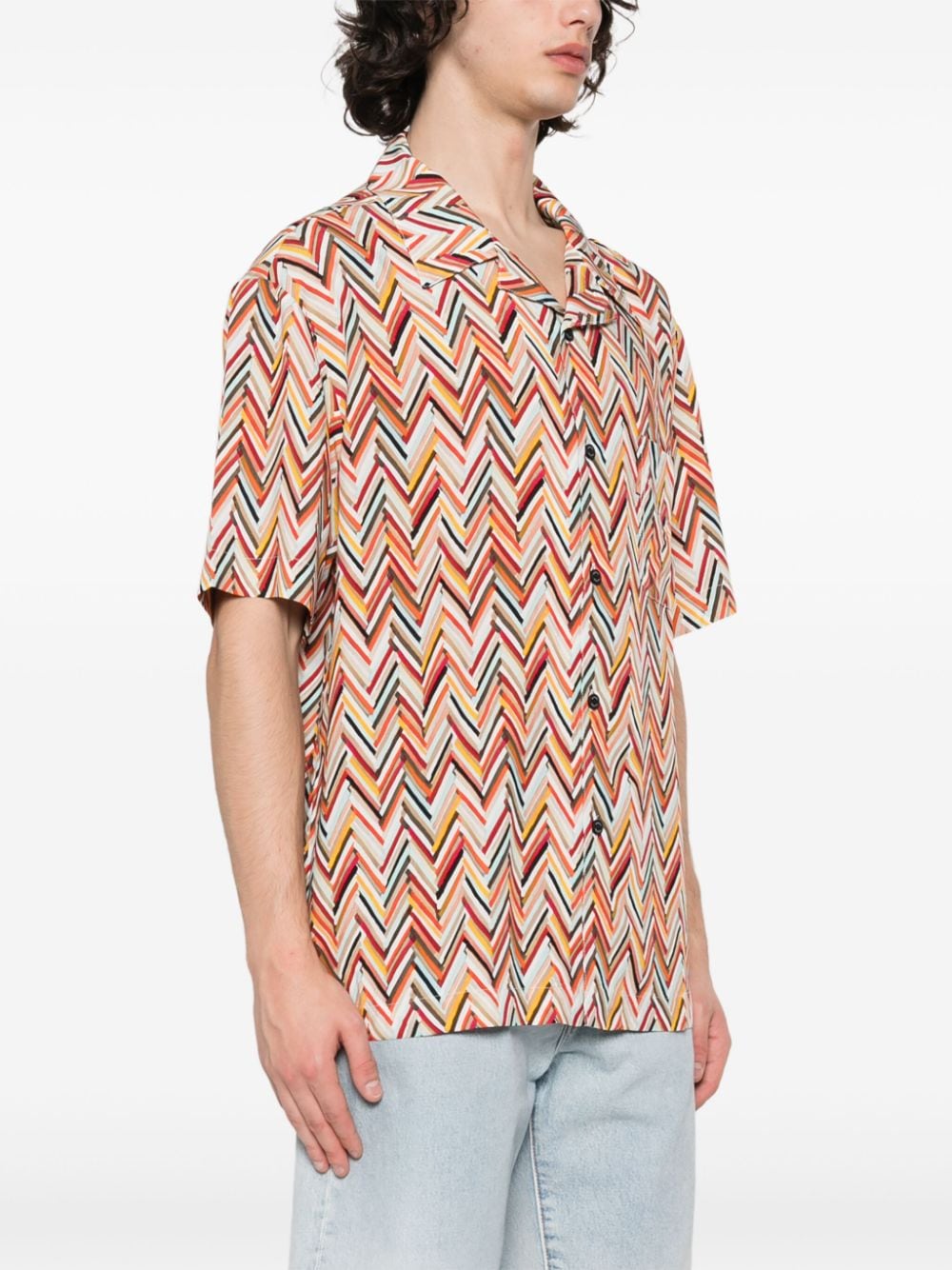 Shop Missoni Zigzag Short-sleeved Shirt In Orange