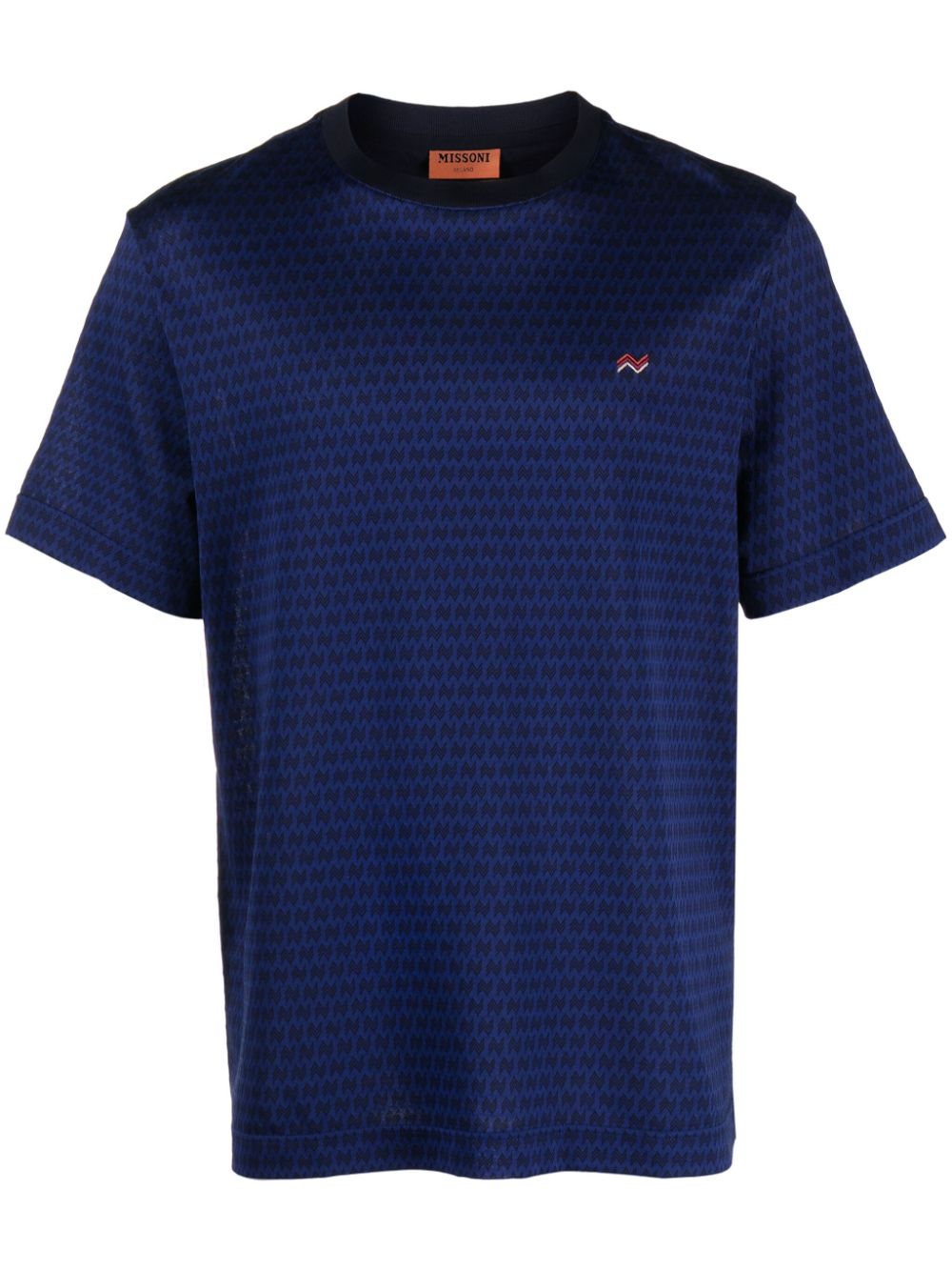Missoni Zigzag-print Cotton T-shirt In Blue