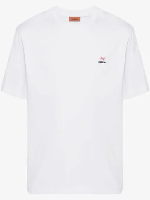 Missoni crew neck t-shirt in cotton with embroidery and logo