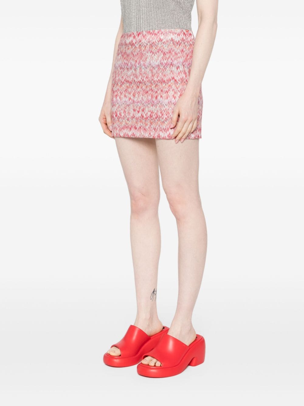 Shop Missoni Zigzag-woven Mini Skirt In Pink