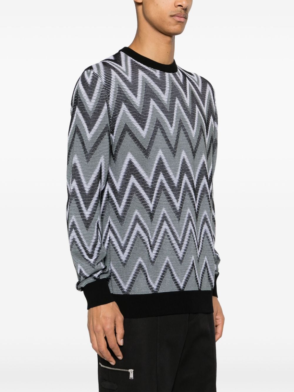 Shop Missoni Zigzag-woven Cotton Jumper In 黑色