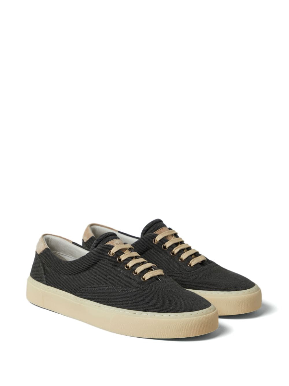 Shop Brunello Cucinelli Corduroy Lace-up Sneakers In 灰色