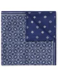 Brunello Cucinelli geometric-pattern reversible silk pocket square - Blue
