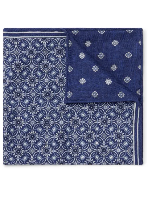 Brunello Cucinelli geometric-pattern reversible silk pocket square