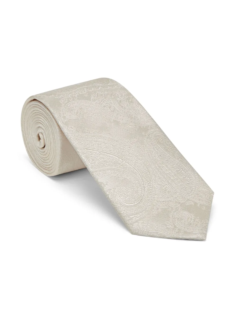 Brunello Cucinelli Paisley-jacquard Silk Tie In Neutrals