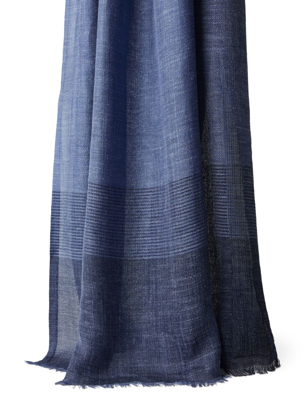 Shop Brunello Cucinelli Check-pattern Silk-blend Scarf In Blue