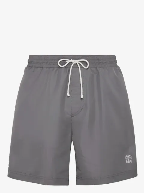 Brunello Cucinelli logo-embroidered drawstring swim shorts