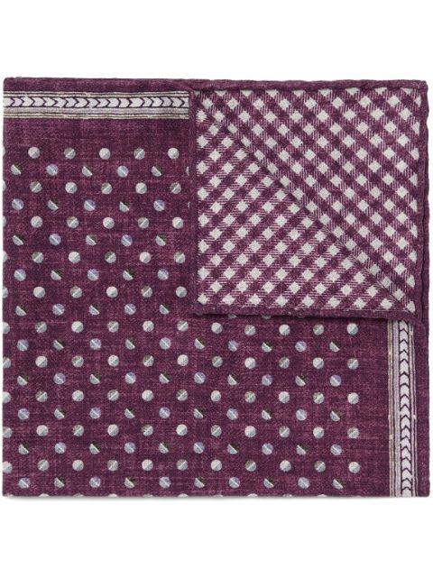 Brunello Cucinelli geometric-pattern reversible silk pocket square Men