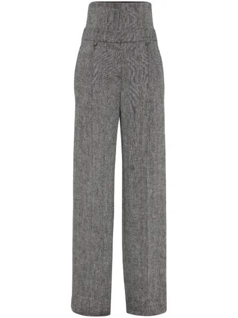Brunello Cucinelli herringbone high-waist trousers