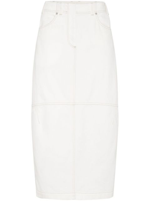 Brunello Cucinelli high-waisted denim midi skirt