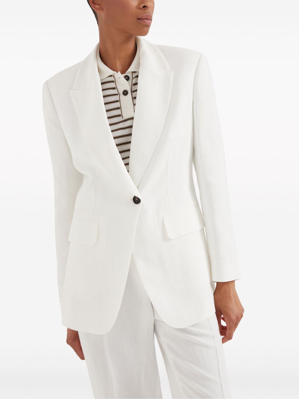 Shop Brunello Cucinelli Peak-lapels Single-breasted Blazer In White