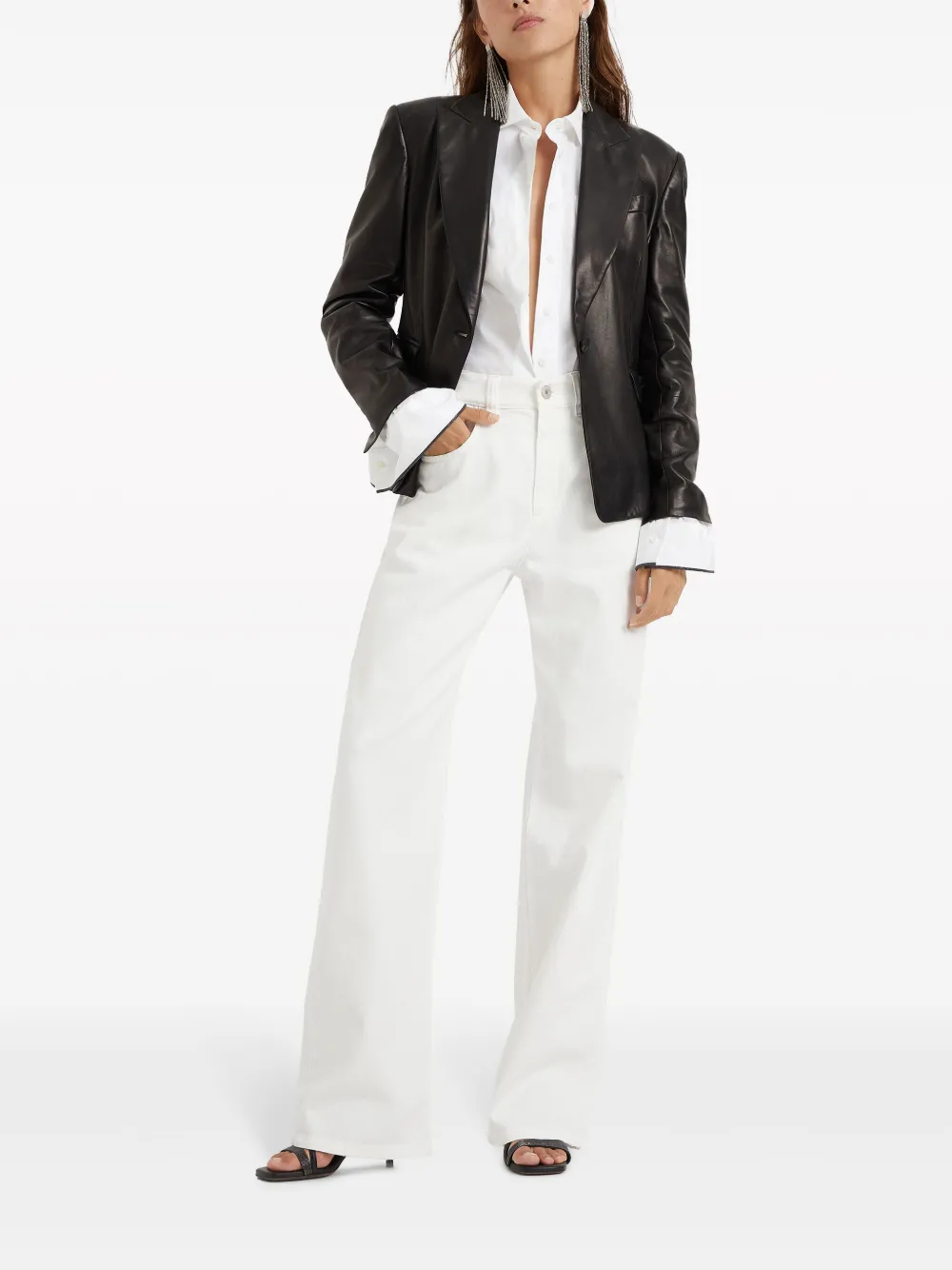 Shop Brunello Cucinelli Mid-rise Wide-leg Jeans In White