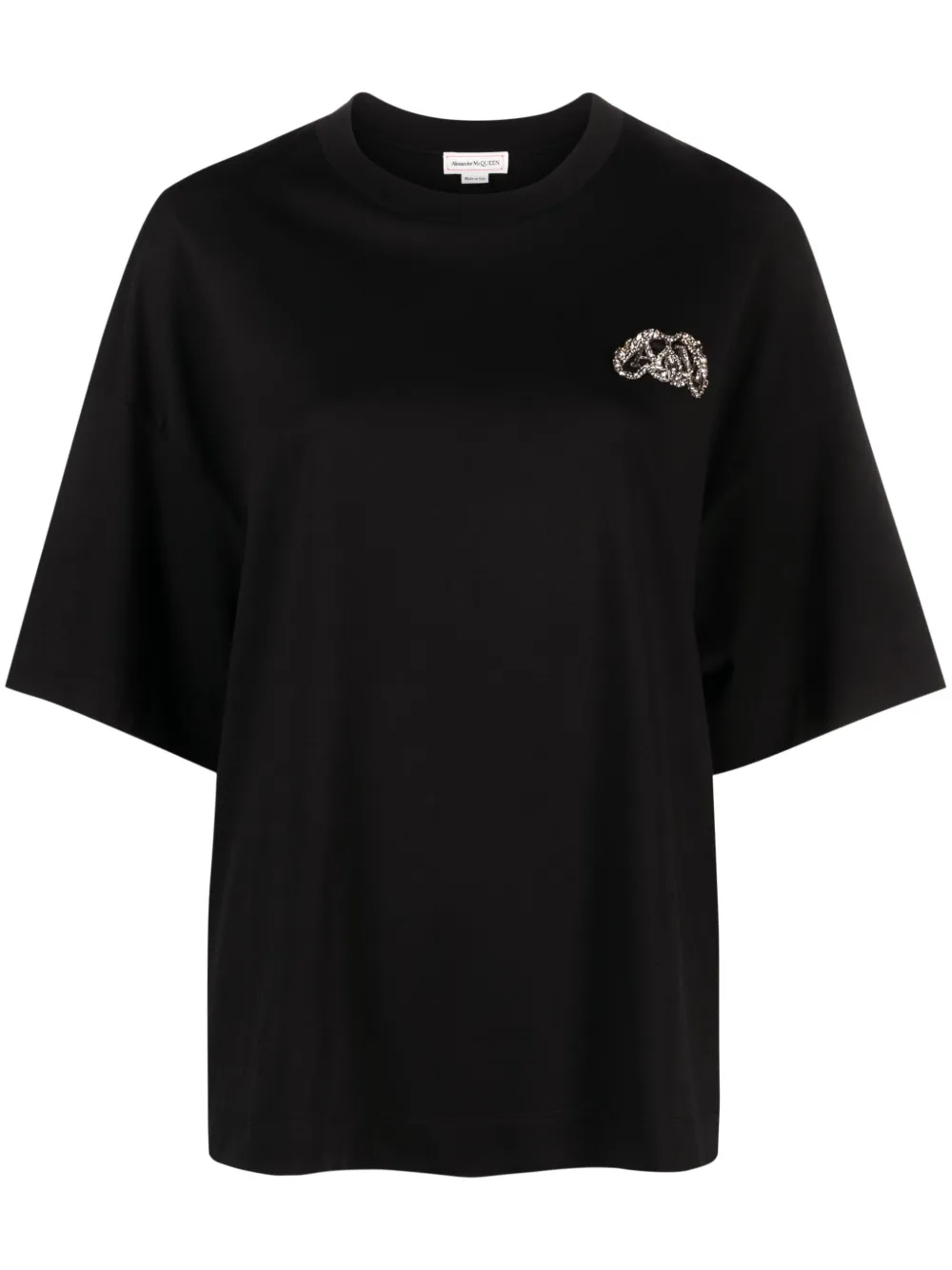 Shop Alexander Mcqueen Logo-embellished Cotton T-shirt In Schwarz