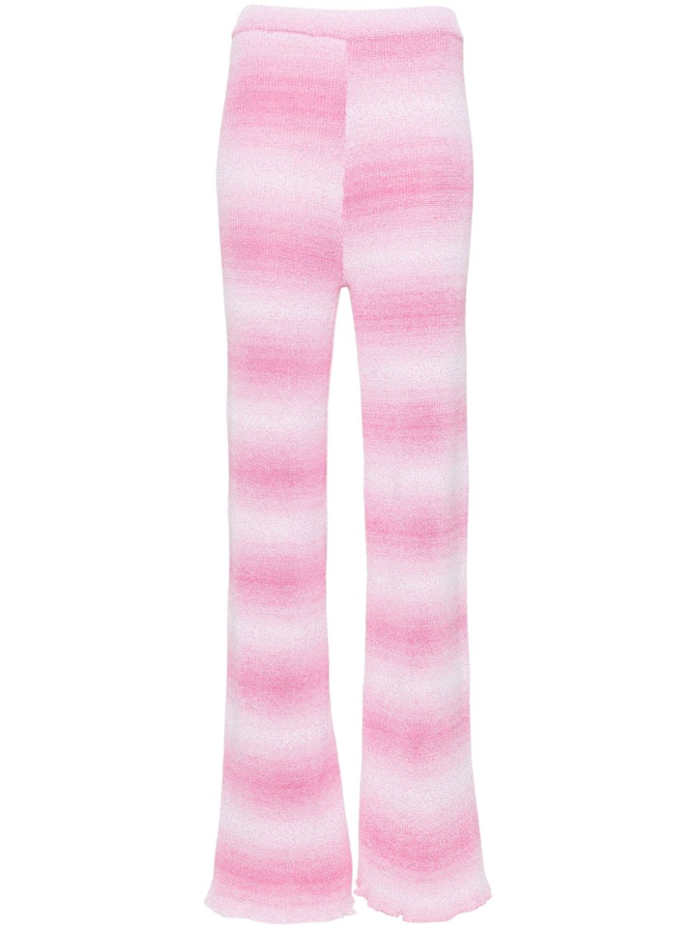 Shop Msgm Gradient-effect Knitted Flared Trousers In Pink