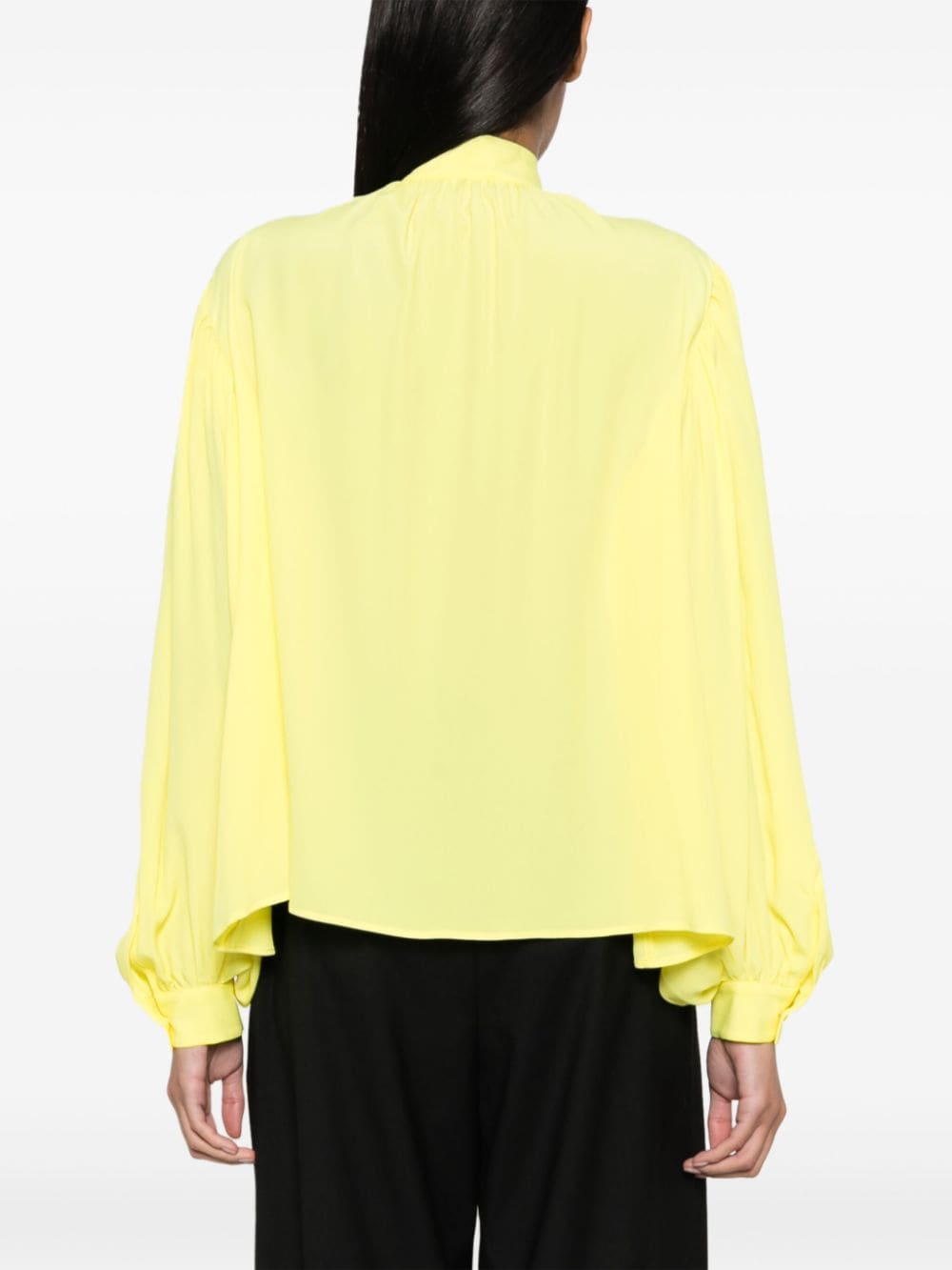 Shop Msgm Tie-fastening Long-sleeve Shirt In Yellow